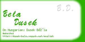 bela dusek business card